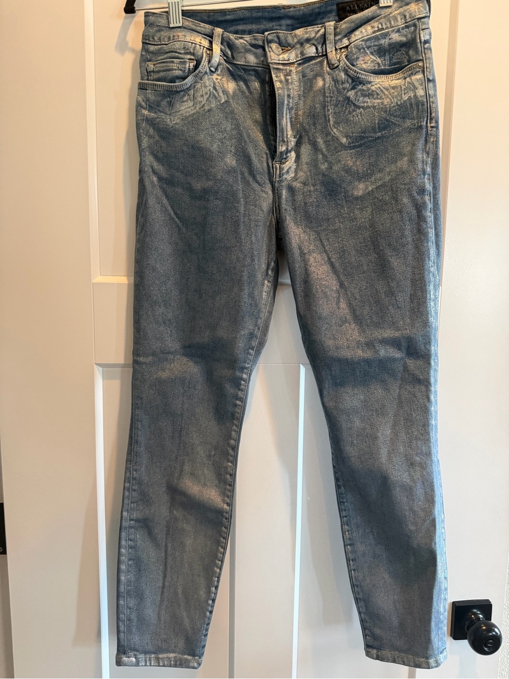 All Saints Women's silver coated skinny jeans